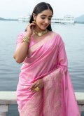 Silk Classic Designer Saree in Pink Enhanced with Woven - 2