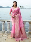 Silk Classic Designer Saree in Pink Enhanced with Woven - 3