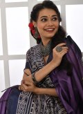 Silk Classic Designer Saree in Purple Enhanced with Print - 1