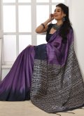 Silk Classic Designer Saree in Purple Enhanced with Print - 2