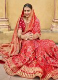 Silk Classic Designer Saree in Red Enhanced with Border - 1