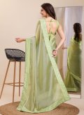Silk Contemporary Saree in Green Enhanced with Embroidered - 2