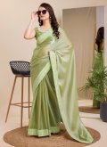 Silk Contemporary Saree in Green Enhanced with Embroidered - 3