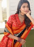 Silk Contemporary Saree in Multi Colour Enhanced with Border - 1