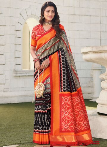 Silk Contemporary Saree in Multi Colour Enhanced w