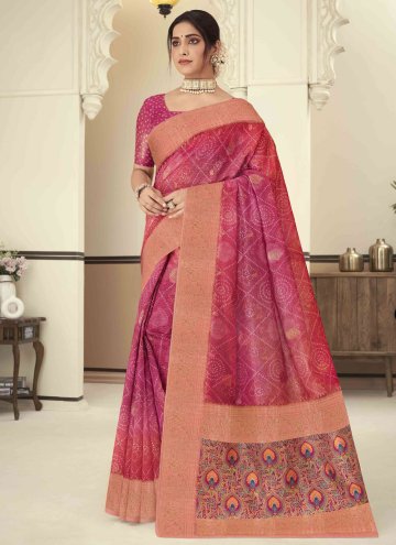Silk Contemporary Saree in Pink Enhanced with Band