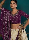 Silk Designer Lehenga Choli in Cream Enhanced with Khatli Work - 1