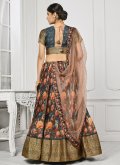 Silk Designer Lehenga Choli in Multi Colour Enhanced with Floral Print - 1