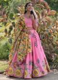 Silk Designer Lehenga Choli in Pink Enhanced with Print - 1