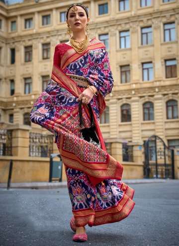 Silk Designer Saree in Multi Colour Enhanced with Patola Print