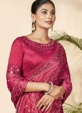 Silk Designer Saree in Pink Enhanced with Bandhej Print - 1