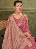 Silk Designer Saree in Pink Enhanced with Woven - 1