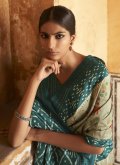Silk Designer Saree in Sea Green Enhanced with Printed - 1