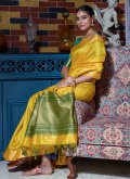 Silk Designer Saree in Yellow Enhanced with Woven - 2