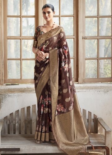 Silk Designer Traditional Saree in Brown Enhanced 
