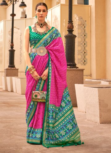 Silk Designer Traditional Saree in Magenta Enhanced with Printed