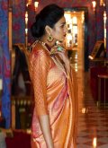 Silk Designer Traditional Saree in Red Enhanced with Fancy work - 1