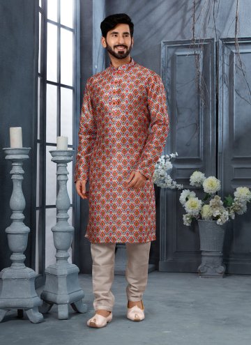 Silk Kurta Pyjama in Multi Colour Enhanced with Di