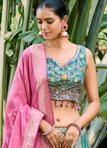 Silk Readymade Lehenga Choli in Multi Colour Enhanced with Embroidered