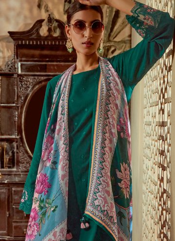 Silk Salwar Suit in Green Enhanced with Embroidered