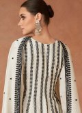 Silk Salwar Suit in Off White Enhanced with Embroidered - 2