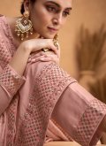 Silk Salwar Suit in Rose Pink Enhanced with Embroidered - 3