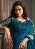 Silk Shaded Saree in Teal Enhanced with Border - 1