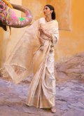 Silk Traditional Saree in Off White Enhanced with Woven - 1