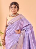 Silk Traditional Saree in Purple Enhanced with Woven - 1