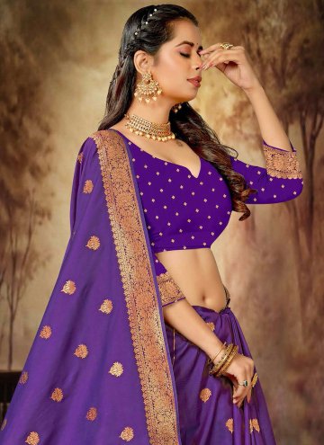 Silk Traditional Saree in Violet Enhanced with Woven