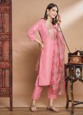 Silk Trendy Salwar Kameez in Pink Enhanced with Embroidered - 2