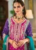 Silk Trendy Salwar Kameez in Pink Enhanced with Embroidered - 1