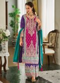 Silk Trendy Salwar Kameez in Pink Enhanced with Embroidered - 3