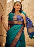Silk Trendy Saree in Blue Enhanced with Woven - 1