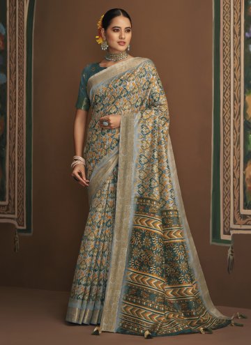 Silk Trendy Saree in Green Enhanced with Border
