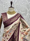 Silk Trendy Saree in Multi Colour Enhanced with Thread Work - 1