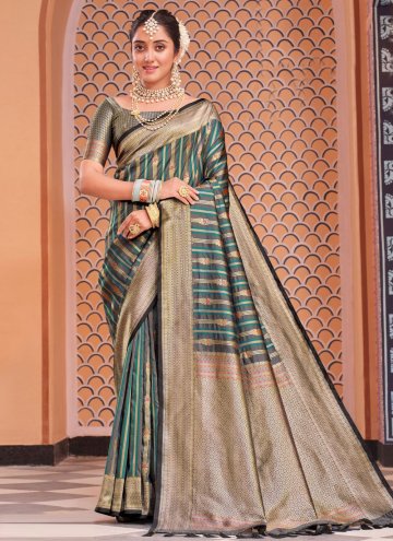 Silk Trendy Saree in Multi Colour Enhanced with Wo