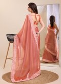 Silk Trendy Saree in Peach Enhanced with Embroidered - 2