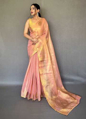 Silk Trendy Saree in Pink Enhanced with Woven