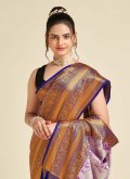 Silk Trendy Saree in Purple Enhanced with Border - 1