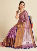 Silk Trendy Saree in Purple Enhanced with Border - 2