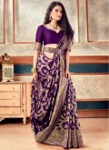 Silk Trendy Saree in Purple Enhanced with Woven - 2
