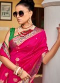 Silk Trendy Saree in Rani Enhanced with Woven - 2