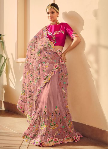 Silk Trendy Saree in Rose Pink Enhanced with Border