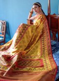 Silk Trendy Saree in Yellow Enhanced with Woven - 3
