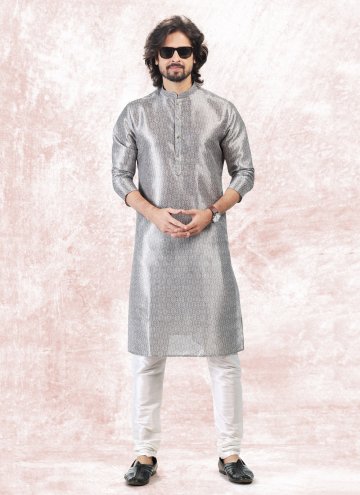 Silver Banarasi Jacquard Fancy work Kurta Pyjama