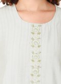 Silver color Cotton Silk Designer Kurti with Embroidered - 1