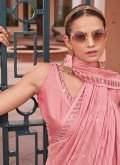Swarovski Chiffon Satin Pink Designer Saree - 1