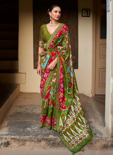 Swarovski Patola Silk Green Designer Saree