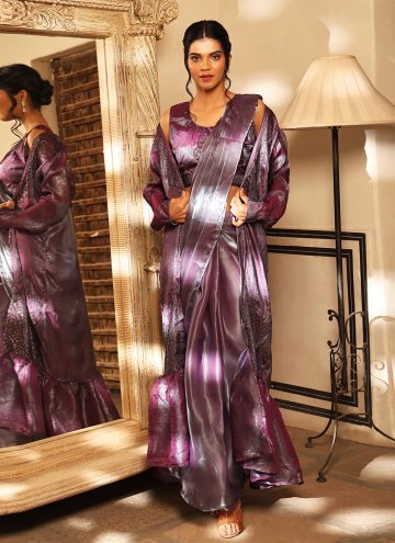 Swarovski Silk Purple Trendy Saree